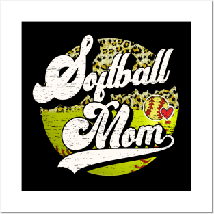 Softball Mom Vintage Leopard Softball Family Matching Posters and Art